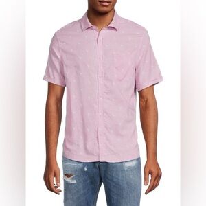 Saks Fifth Avenue Linen Blend Flamingo Print Button Down Shirt - Size S - NWT